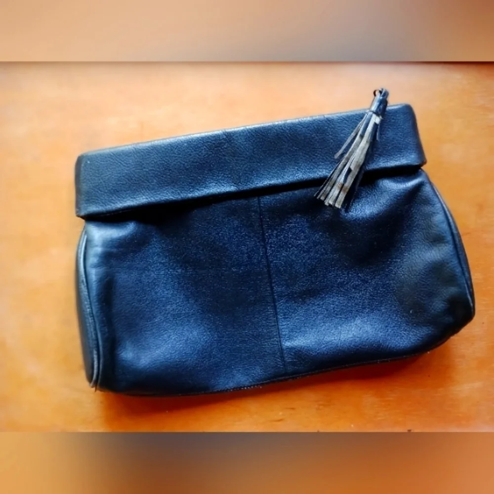 Vintage Black Leather Clutch